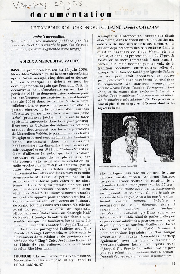 Le Tambour roi: Chronique cubaine - Le Tambour Roi-Chronique Cubaine, Daniel Chatelain-Documentation-pg1